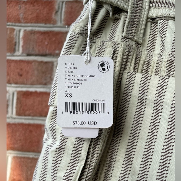 NWT Free People One Harriet Striped Shorts, In Mint Chip Combo Size XS, Linen - Picture 7 of 9